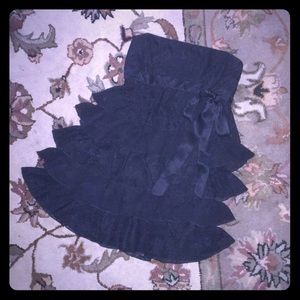 Bebe Black Strapless Ruffle Mini Dress